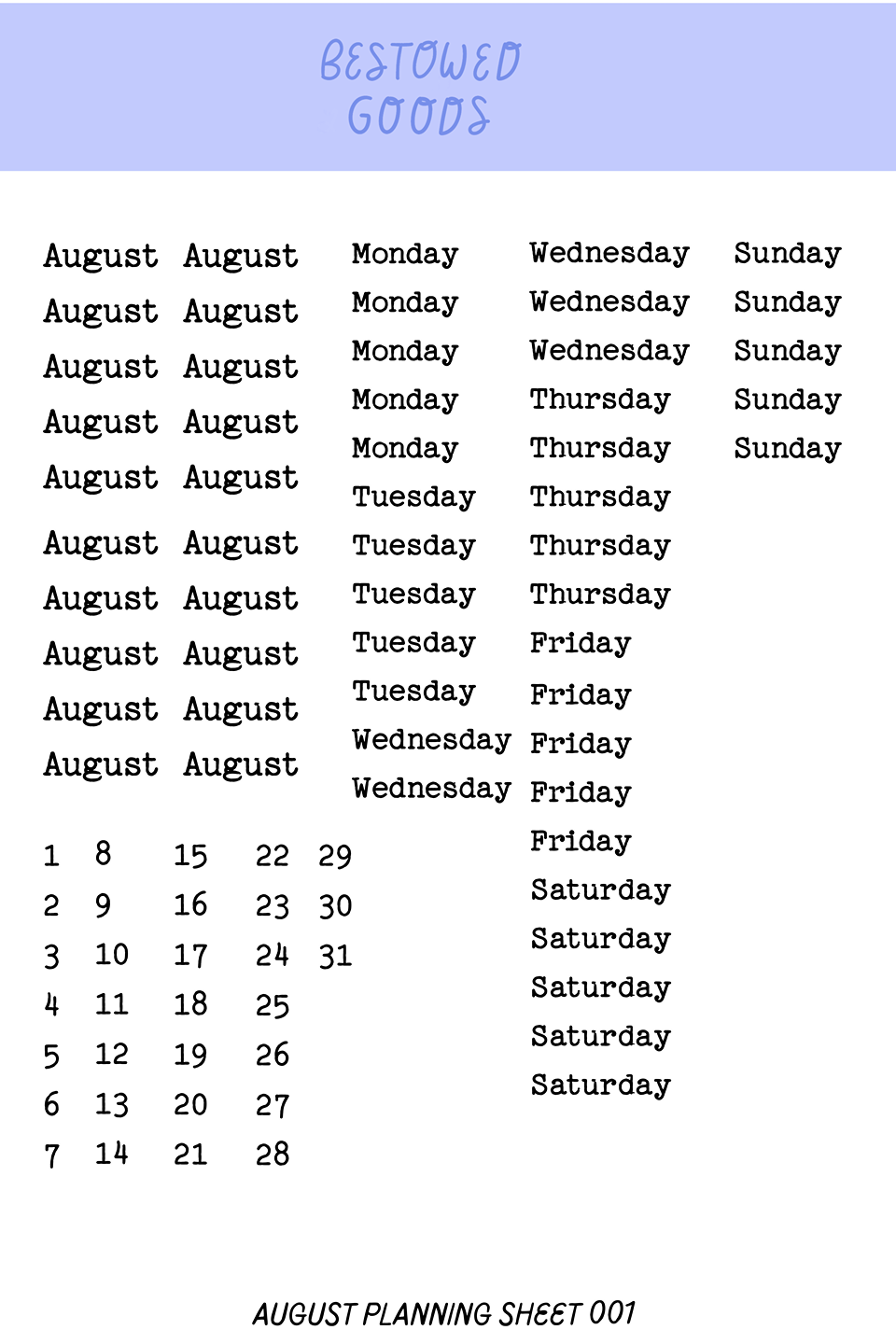 Monthly & Weekly Planning Sticker Sheets (July-December)