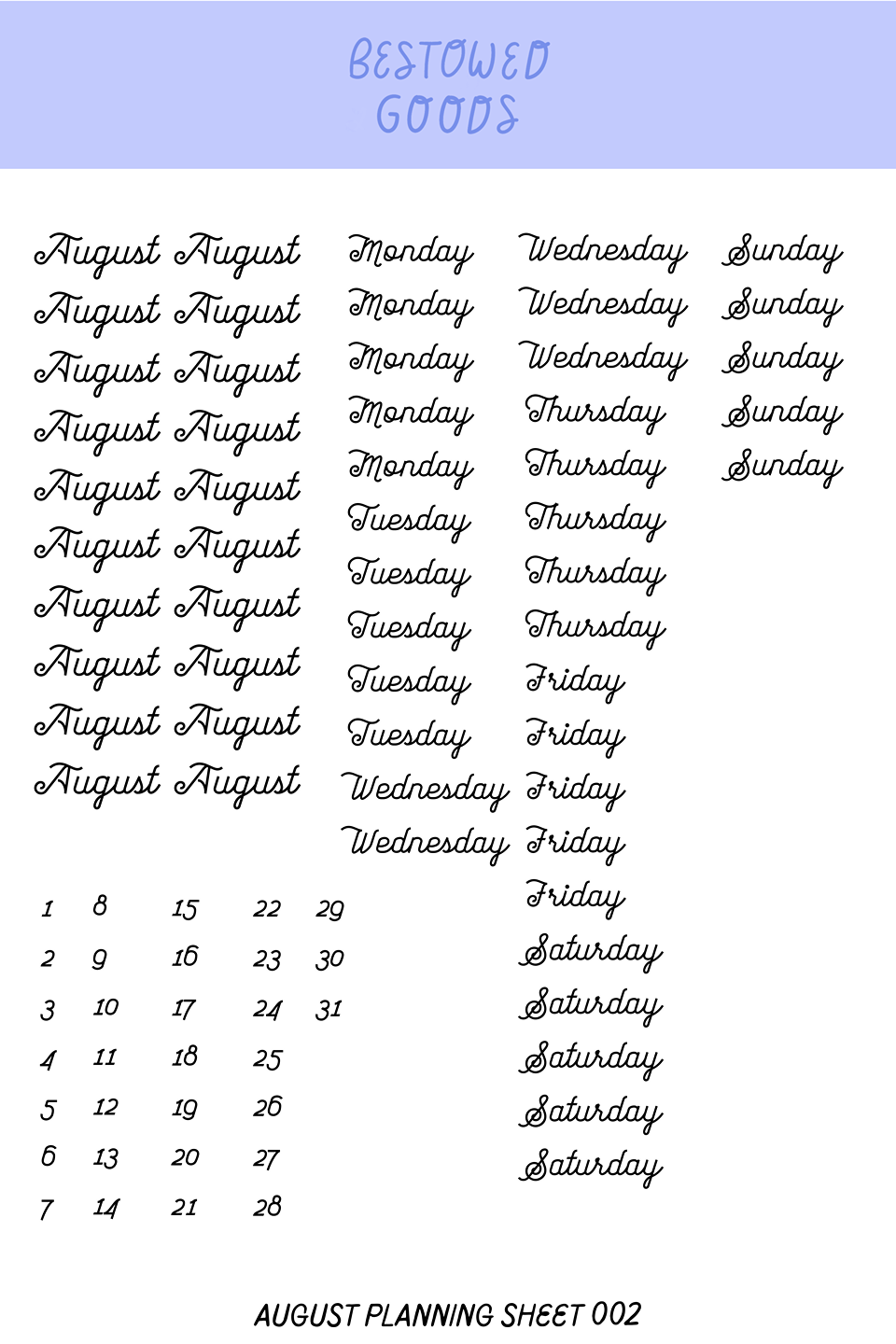 Monthly & Weekly Planning Sticker Sheets (July-December)