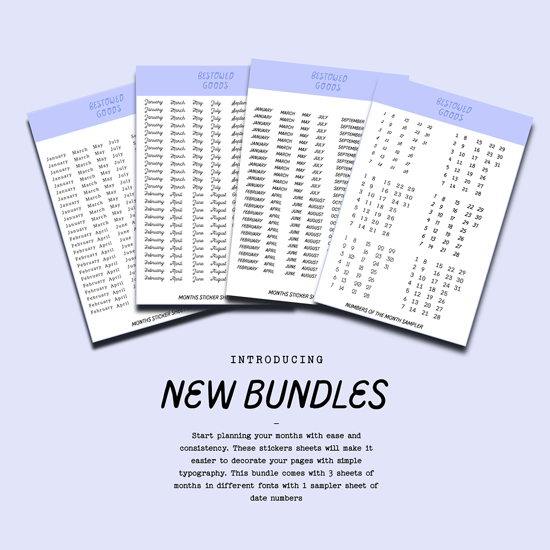 Month Planning Sticker Sheets (January-December)