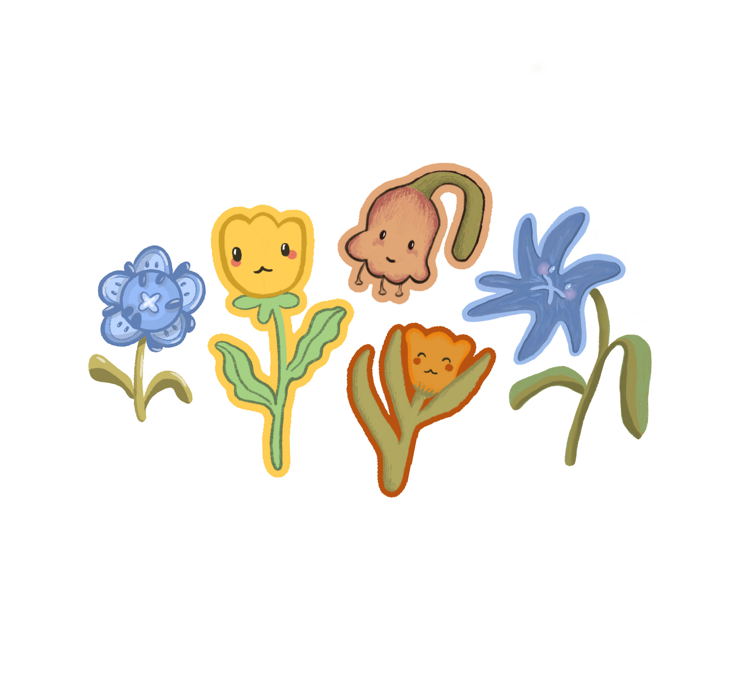 Cute Animated Flower Set