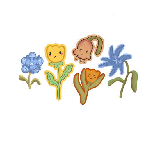 Cute Animated Flower Set